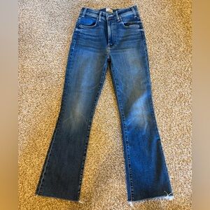 MOTHER Hustler Ankle Fray High Rise Blue Jeans